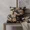 Black Floral Linen Look Print Upholstery Fabric by The Yard - SKU: Bernard Tobacco